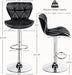 Bar Stools Set of 2, Adjustable PU Leather Swivel Barstools with Shell Back, Bar Chairs with Footrest for Home Kitchen, Black
