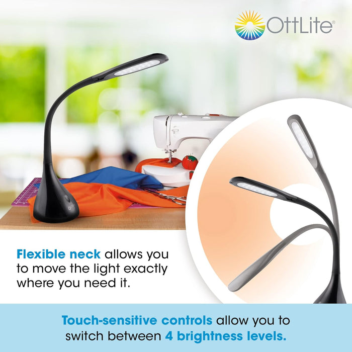 Creative Curves LED Desk Lamp with Adjustable Neck - 4 Dimmable Brightness Settings with Energy Efficient Natural Daylight Leds for Home Office, Computer Desk, & Dorms