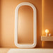71"X32" Arched Mirror Full Length, Full Body Freely Standing Mirror, Flannel Floor Mirror with Stand for Bedroom, Living Room, Hanging or against the Wall, White