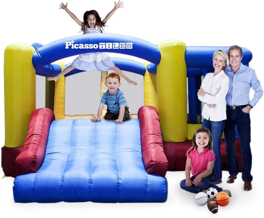 [Upgrade Version] KC102 12X10 Foot Inflatable Bouncer Jumping Bouncing House Jump Slide Dunk Playhouse W/Basketball Rim