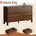 Walnut Dresser for Bedroom, 51" Mid-Century 7 Drawer Dresser with Wide Drawers and Wood Legs, Curved Edge Design, Modern Large Dressers & Chests of Drawers for Bedroom, Hallway.