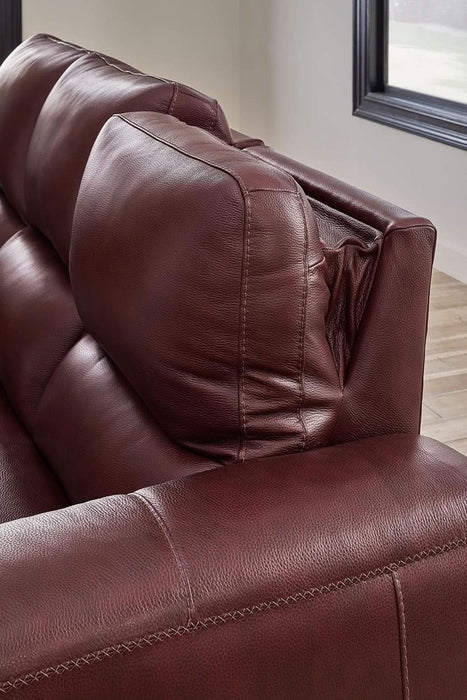 Alessandro Contemporary Leather Power Reclining Sofa with Adjustable Headrest, Red