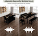 5-Piece Dining Table Set for 4-8 People, 63" Large Extendable Kitchen Table Set with 2 Benches and 2 Square Stools, Dining Room Table with MDF Wood Board, Easy Assembly, Black