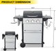 3 Burner Propane Gas Grill, 30,000 BTU Stainless Steel Outdoor BBQ Grill with 322 Sq. In. Cooking Area & 2 Foldable Side Shelves, Patio Cookout Essentials for Backyard