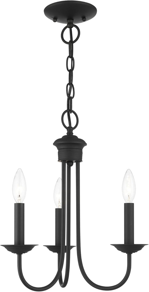 Blackened Steel Three Light Chandelier Living Room