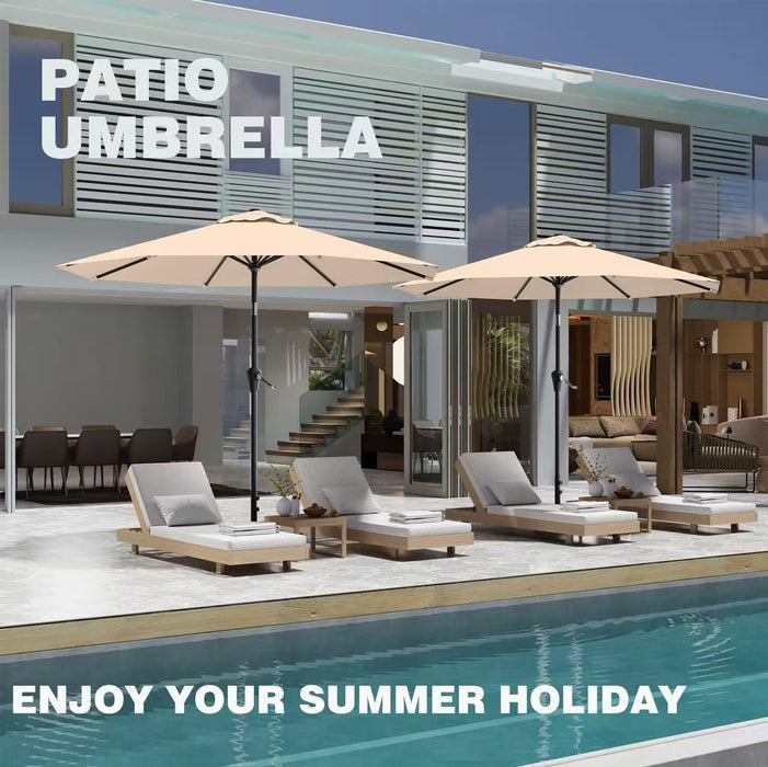 9FT Outdoor Patio Umbrella with Tilt and Crank, Beige