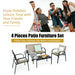 4 Pieces Patio Furniture Set with Glass Top Coffee Table