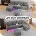 Sectional Couches for Living Room, 4 Seat Linen Sectional Sofa with Reversible Chaise Lounge/Storage Ottoman, U Shaped Couch with Smart Module-Wireless Charging/Usb/Type-C/Rgb Light (Light Grey)