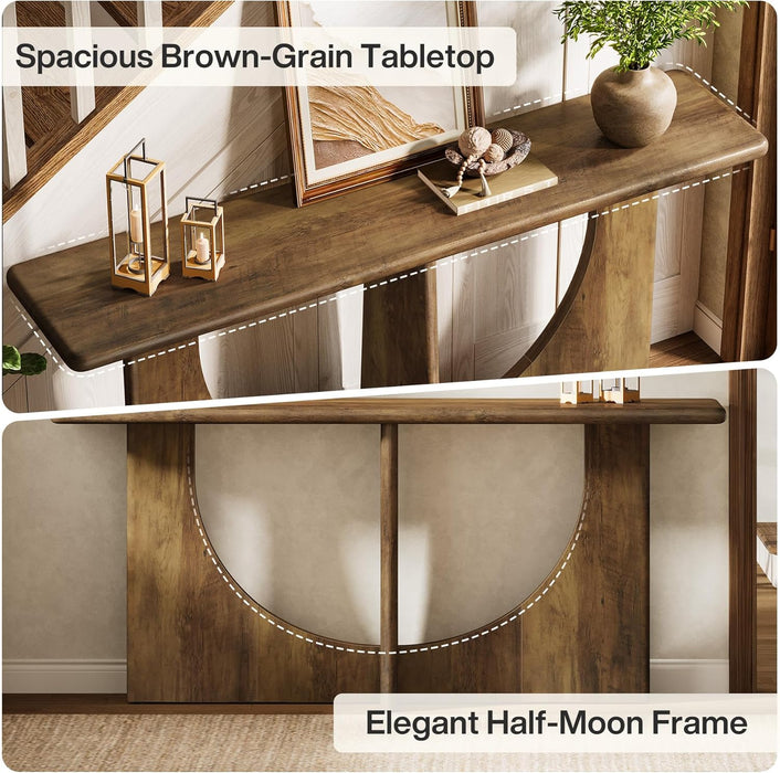 Console Table for Entryway, 71-Inch Farmhouse Entryway Table with Sturdy Geometric Frame, Extra Long Sofa Console behind the Couch for Living Room, Foyer, Entrance, Rustic Brown