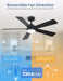 48 Inch Ceiling Fans with Lights and Remote, Downrod Mount, Sloped Ceiling Compatible up to 15°, Quiet Reversible DC Motor, 3CCT Dimmable LED, Black Ceiling Fan for Bedroom Living Room