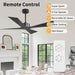 54" Wet Rated Outdoor Ceiling Fan without Lights, 4 ABS Plastic Blades, Reversible DC Motor, 6-Speed Remote Control, Waterproof Ceiling Fan No Lights for Patio Porch Gazebo Garage, Black