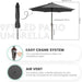 9FT Outdoor Patio Umbrella with Solar Lights, LED Lighted Pool Umbrella with Tilt and Crank, Outdoor Table Umbrellas for Deck, Yard & Market (Dark Gray)