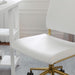 Ivy Armless Swivel Task Chair for Home Office in White Faux Leather with Polished Brass Frame