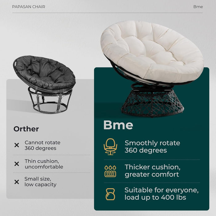 40 Inch Ergonomic Papasan Chair Cushioned Comfortably