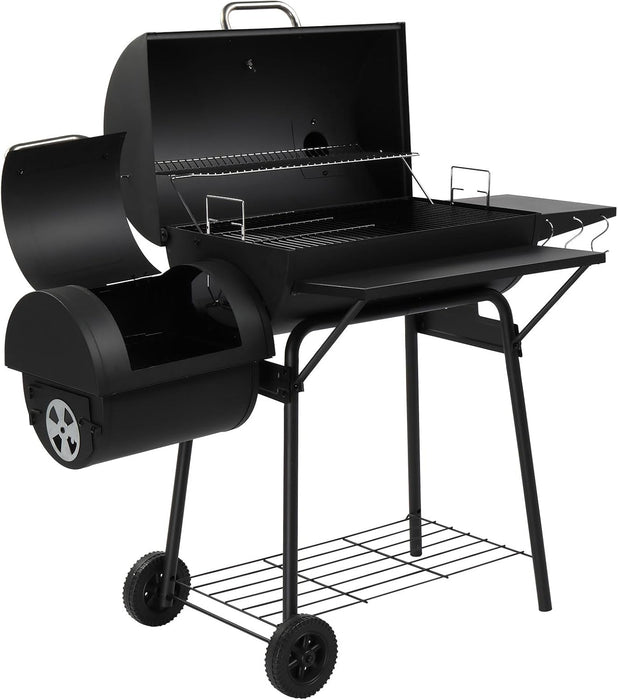 BBQ Charcoal Grill and Offset Smoker with Wheels & Side Front Table,Outdoor BBQ Grill with 557 Sq. In.,Patio Barbecue Cooker,Grilling Space for Outdoor Backyard,Balcony,Patio and Parties
