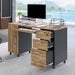 Modern Design Venice Computer Desk with Lockable Drawers, 53 Inch Home Office Desk with Storage Cabinet, Keyboard Tray & Cable Management, Modern Study Writing Desk for Small Spaces, Walnut and Black