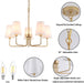 Farmhouse Chandelier, 5-Lights Visual Comfort Gold Light, Muted Gold with White Fabric Shade, Linear Island Lighting Fixture for Kitchen, Dining Room