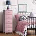 Fabric Dresser for Kids Bedroom - Chest of 5 Drawers, Tall Storage Tower, Clothing Organizer, for Closet, for Playroom, for Nursery, Steel Frame, Fabric Bins - Wood Handle (Pink)