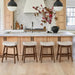 Bar Stools Set of 4, Barstools with Sturdy Wood Legs, Saddle Seat Counter Height Bar Stools for Kitchen Counter, Bar, Dining, 24 Inch Farmhouse Counter Stools, Antique White Leather
