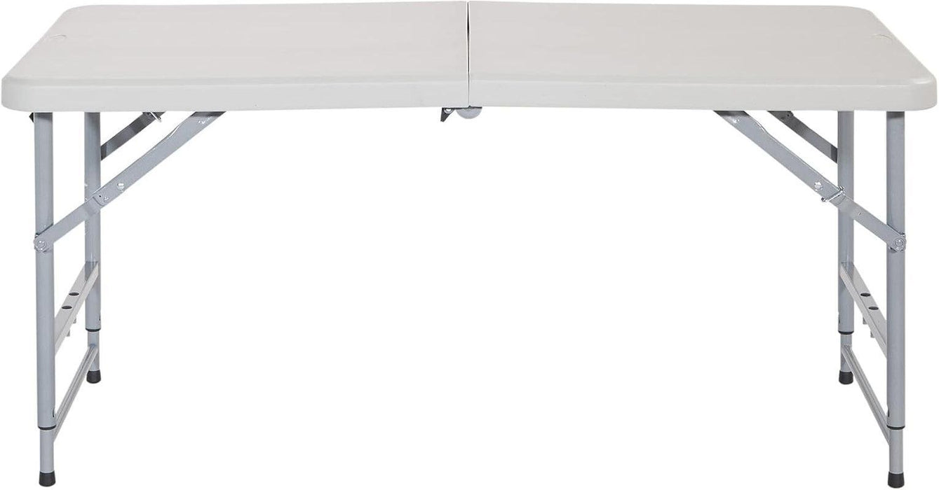 Office Star Resin Multipurpose Rectangle Table, 4-Feet Long, Height Adjustable, Center Folding Table, Light Gray