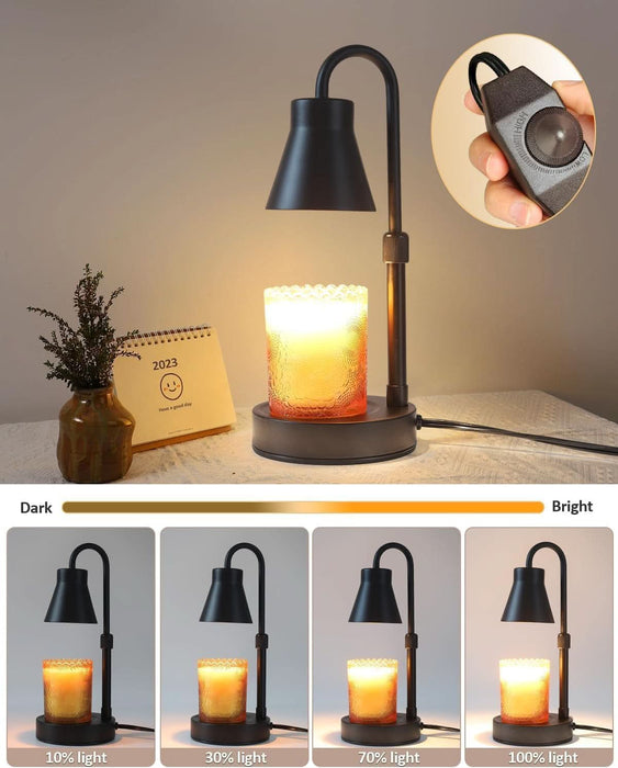 2 Pack Candle Warmer Lamp - Adjustable Height Candle Lamp Warmer, Stepless Dimming Function, Metal Candle Lamp for Jar Candles, No Flame Scented Candle Warmer with 2 Bulbs, Gifts for Mom