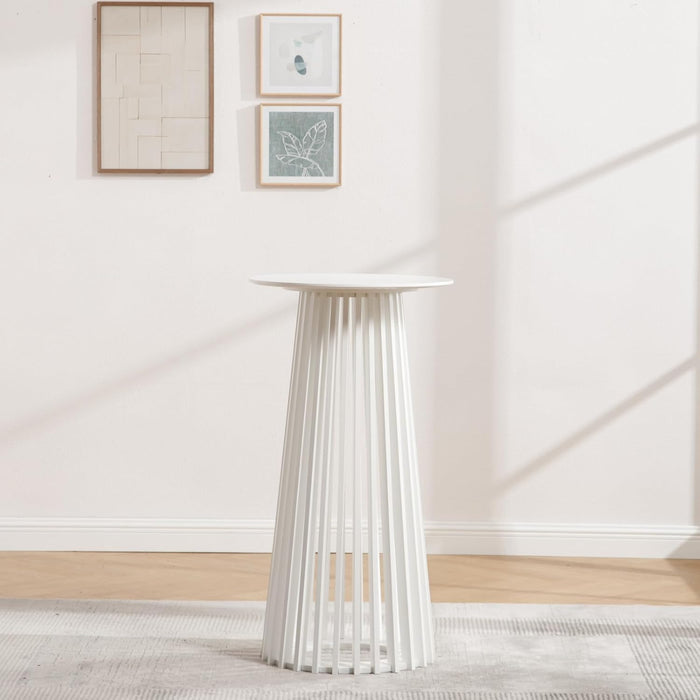 Modern Pub Table round Bar Height Cocktail Table Wood Window Table 24-Inch Top, 43.5-Inch Height, White