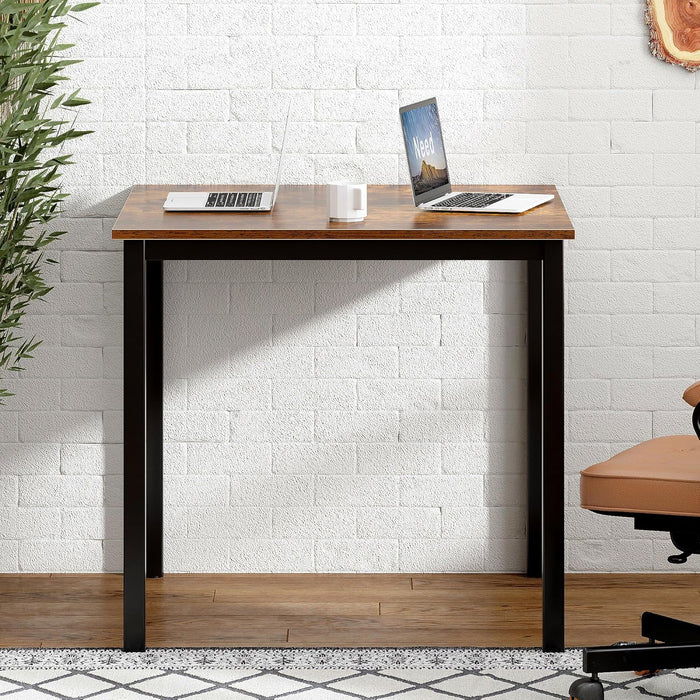 Small Computer Desk for Home&Office- 31.5'' Length Small Writing Desk Gaming Desk Students Laptop Use, Rustic Brown Desktop & Black Frame AC3FB(8060)