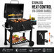 Charcoal Grill Outdoor BBQ Smoker with Height-Adjustable Charcoal Pan Crank Handle, Large Barrel Barbecue Grill with Front Access Door, Foldable Side Table & Removable Ash Tray for Backyard Garden