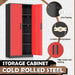 72 Inches Black Red Powdercoated Industrial Cabinet