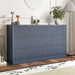 6 Drawer Fluted Dresser for the Bedroom, 55" Wide Wooden Dresser with Deep Drawers, Large Floor Chest of Drawers, Modern Long TV Stand, Storage Cabinet for Livingroom, Hallway, Blue