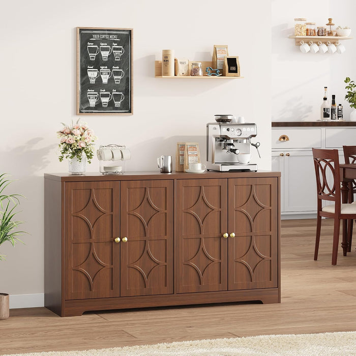 Sideboard Buffet Cabinet with Storage, 56" Modern Sideboard, Brown
