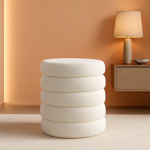 Modern round Ottoman with Soft Padded Seat, Storage Vanity Chairs for Makeup, Upholstered Footrest Stool Ottoman Foot Stool for Living Room, Bedroom