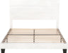 Full Platform Bed Frame with Velvet Upholstered Headboard, Mattress Foundation with Strong Wooden Slats Support, No Box Spring Needed, White