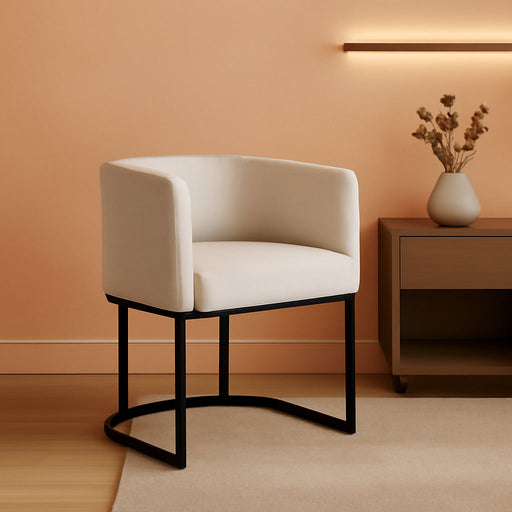 Contemporary Cream Linen Bar Stools Set of 3, 24" Upholstered Fabric Counter Height Barstools Kitchen Counter Island Stools with Screwed Together Black Metal Base