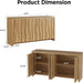 Fluted Buffet Cabinet with Storage, Kitchen Coffee Wine Bar Cabinet | Modern Sideboard Storage Cabinet with 3D Ripple Pattern Doors & Shelf for Dining Room,Living Room,Entryway, Natural, 57.9" W