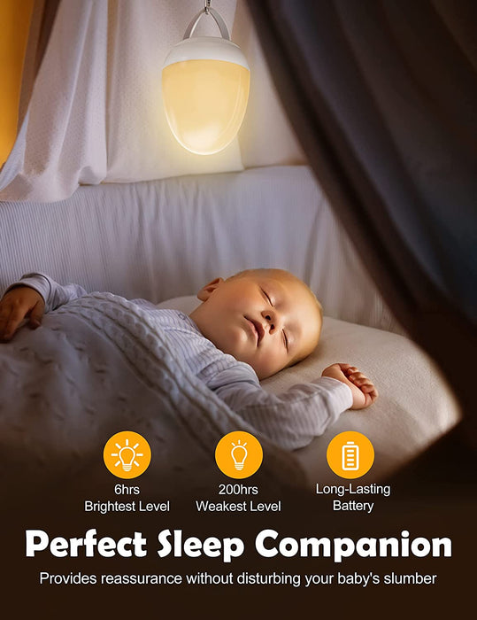 Baby Night Light for Kid, Portable Egg Nightlight with Stable Charging Pad, Touch Nursery Night Lamp for Breastfeeding, Toddler Night Light for Bedroom, Timer Setting, ABS+PC, White-2