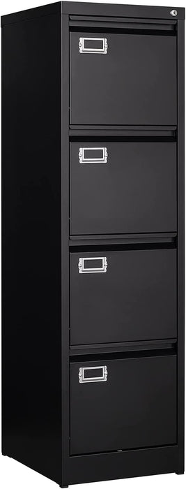 Black Metal File Cabinet with Lock