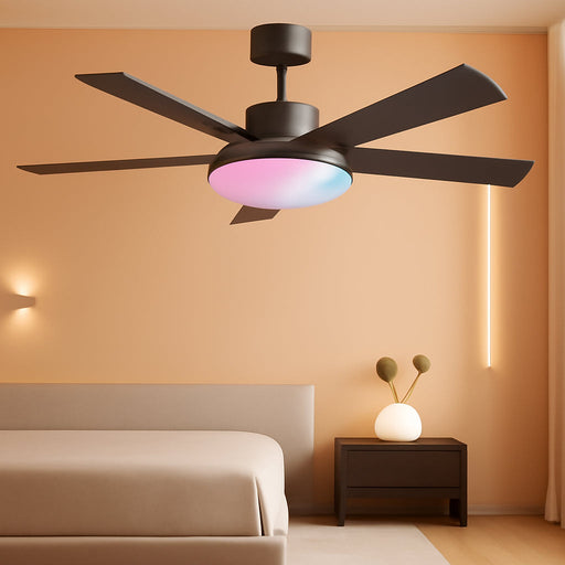 Cinoton 52 Inch Black Smart Ceiling Fan Wireless