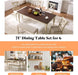 6-Piece Farmhouse Dining Table Set with 4 Upholstered Chairs and Bench, 71” Solid Wood Table, Seating for 6, for Dining Room or Kitchen, Rustic White & Walnut Finish