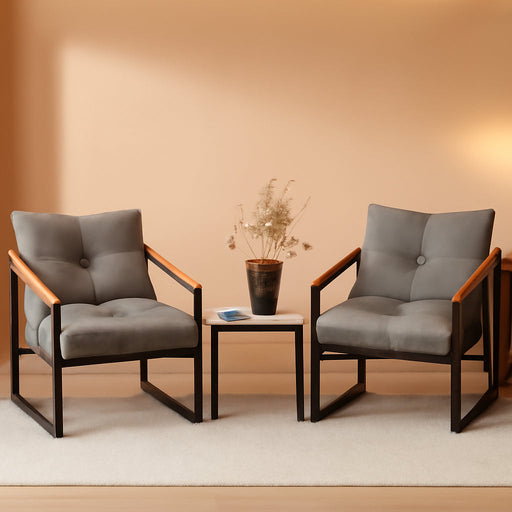 Patio Outdoor Furniture 3 Pcs Bistro/Converstation Set with 2 Chairs and 1 Coffee Table, Together with Cushions&Backrest, for Patio, Indoor, Garden, Balcony, Poolside, Bistro