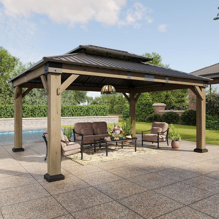 12x16 Outdoor Cedarwood Gazebo Grey Hardtop Pavilion