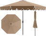 10 FT Patio Umbrella, 2-Tiers Scalloped Outdoor Table Market Umbrella with Tilt Adjustment, Crank, 8 Sturdy Ribs for Pool, Deck, Backyard (Coffee)