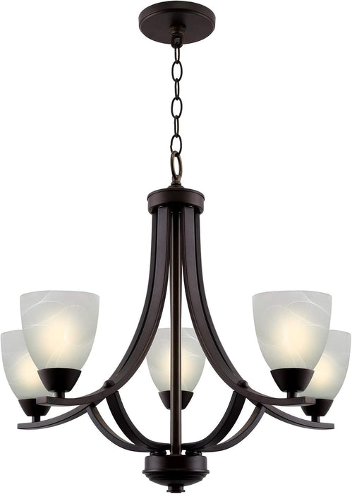 24 Inch Chandelier Featuring Frosted Alabaster Glass