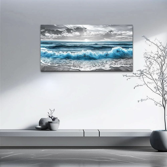 Canvas Wall Art for Living Room Wall Decor for Bedroom Office Wall Decoration Sea Wave Landscape Painting Black and White Pictures Artwork Room Aesthetic Home Decor 20X40 In