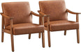 Lux PU Leather Contemporary Accent Chair LightBrown