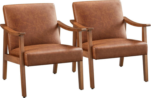 Lux PU Leather Contemporary Accent Chair LightBrown