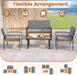 8 Pieces Patio Furniture Set, Outdoor Conversation Set with Acacia Wood Coffee Table, Cushioned Loveseat & 2 Single Armrest Chairs, for Porch, Garden, Backyard, Poolside