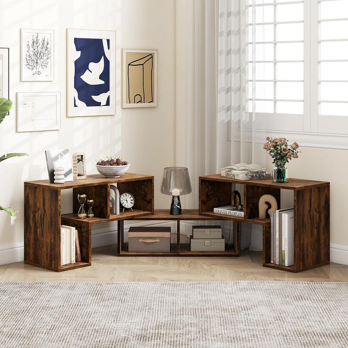 Free-Combination TV Stand for Bedroom - Entertainment Center for 50 55 60 65 Inch TV, 3-Piece Media Console Table with Storage Cubes, Deformable Open Storage Bookcase Shelf (Brown)