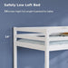 47'' Tall Junior Low Loft Bed with Stairs, White Wood Loft Bed Twin Size for Adults, Kids and Young Teens, No Box Spring Required,Wood Slat Support
