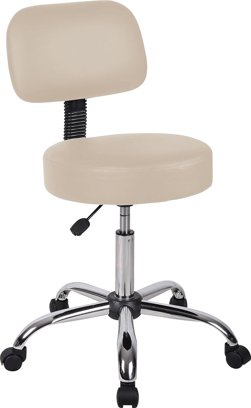 Boss Caressoft Faux Leather Doctor'S Stool with Back, Beige